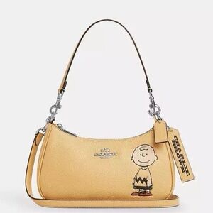New Coach X Peanuts Teri Shoulder Bag With Charlie Brown CBJ83 Authentic